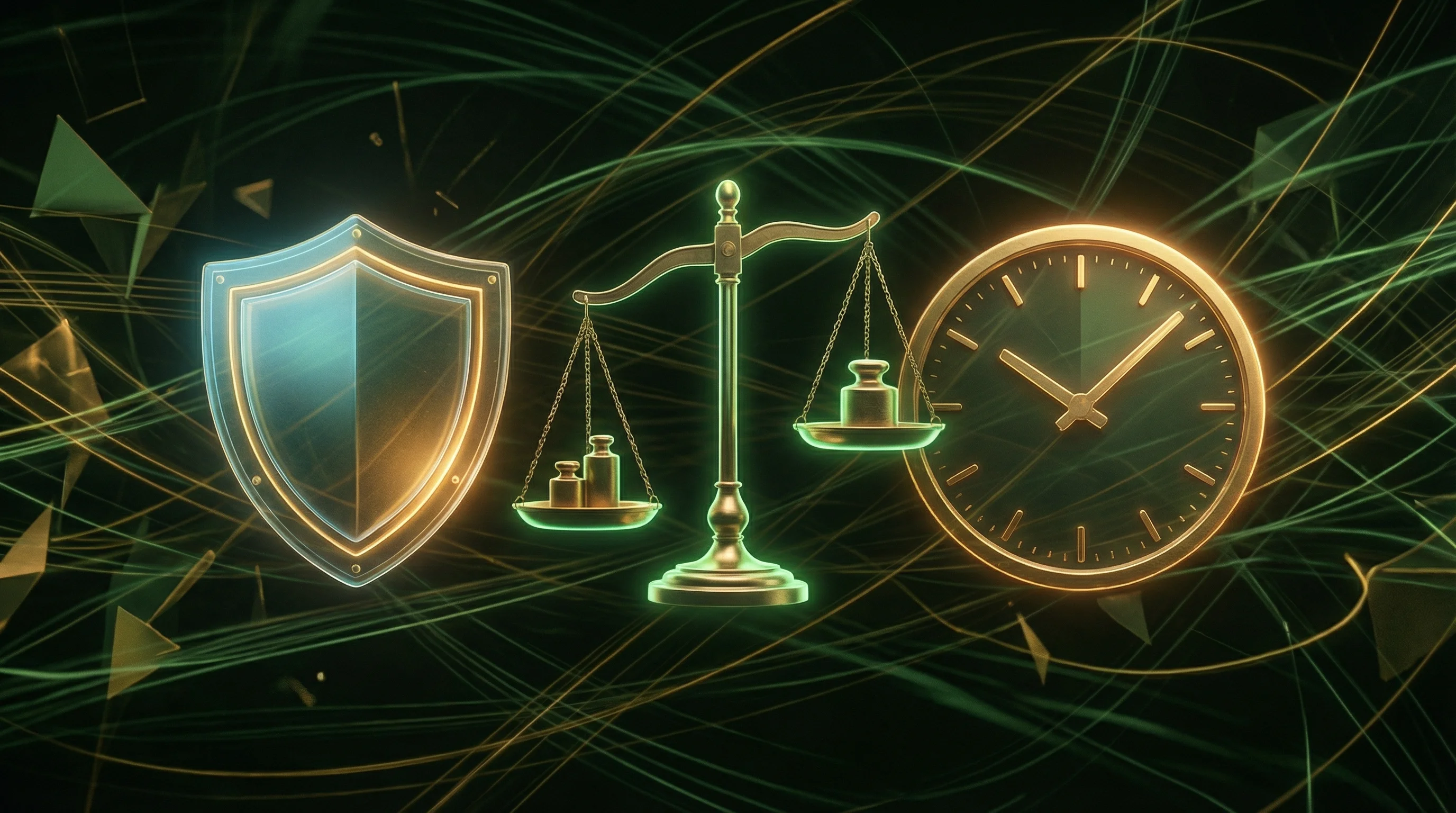 Símbolos de juego responsable con escudo protector y balance